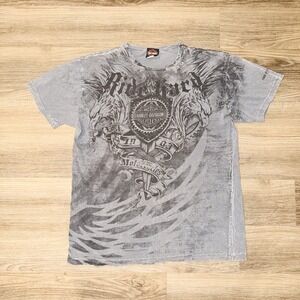 Harley-Davidson Ride Free Eagle Graphic T-Shirt Gray Men's Medium